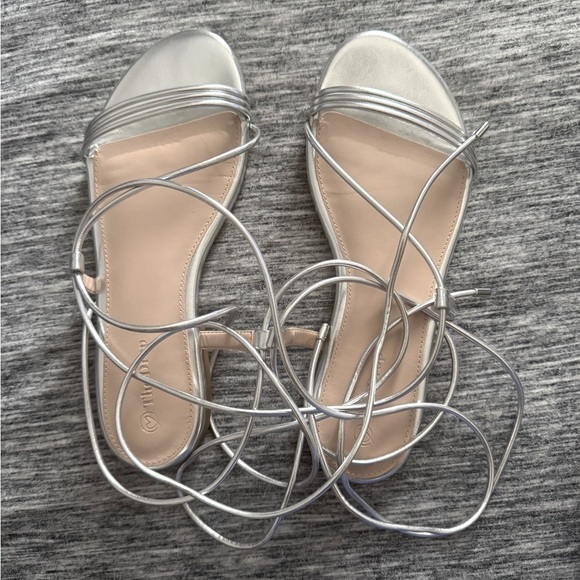 Women's Silver Strappy Sandals - Picture 2 of 2